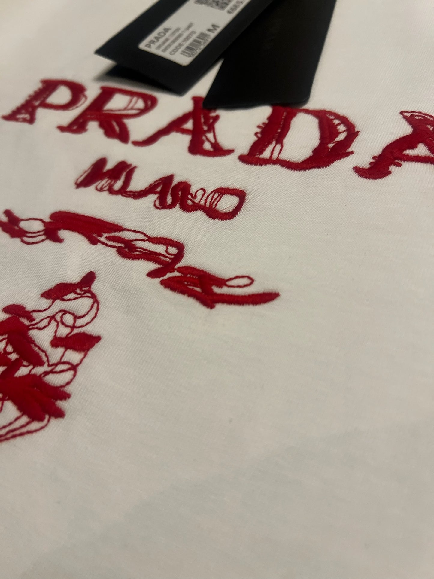 PRADA Geborduurd T-shirt Wit
