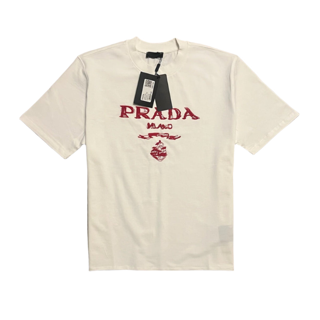 PRADA Geborduurd T-shirt Wit