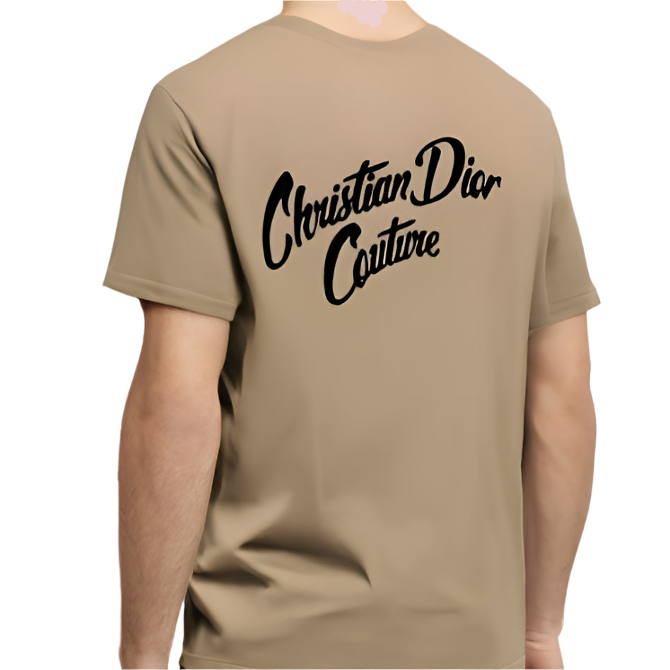 Dior Couture geborduurd t-shirt Beige