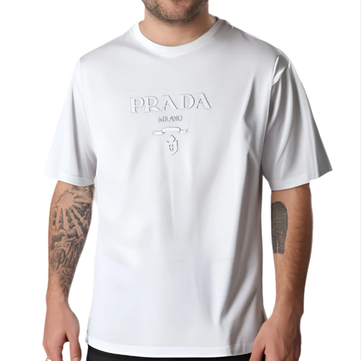 PRADA Embossed T-shirt Wit