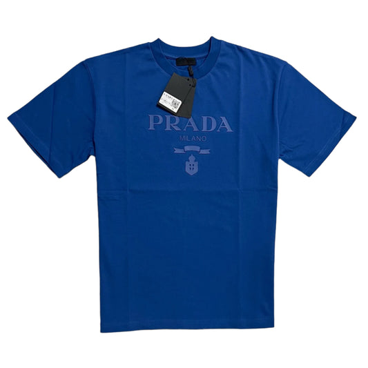 PRADA Embossed T-shirt Blauw