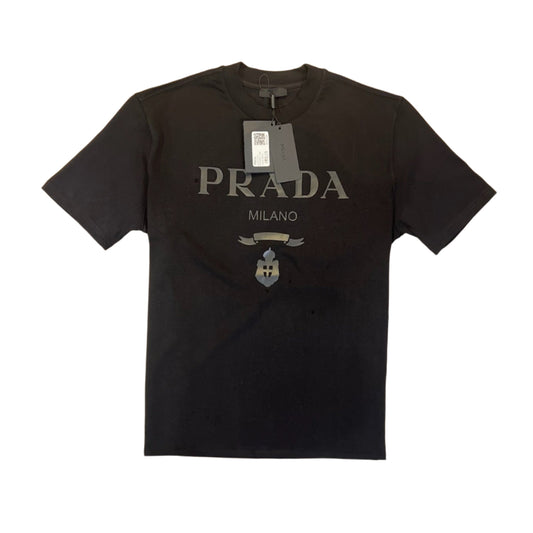 PRADA Embossed T-shirt Zwart