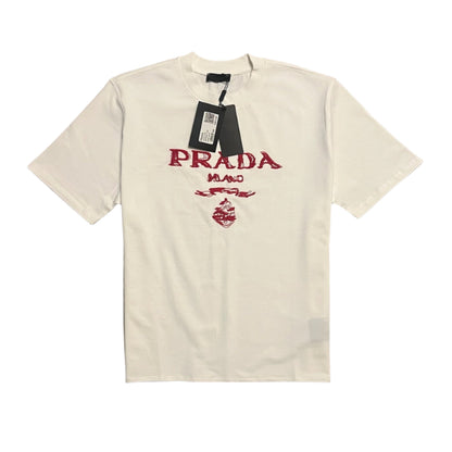 PRADA Geborduurd T-shirt Wit
