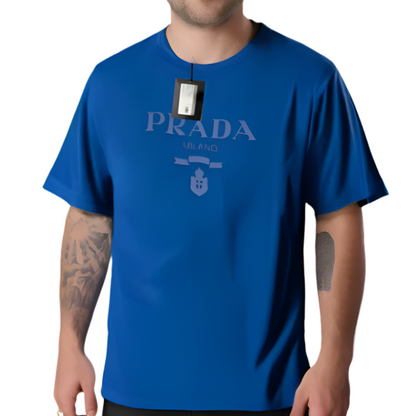 PRADA Embossed T-shirt Blauw