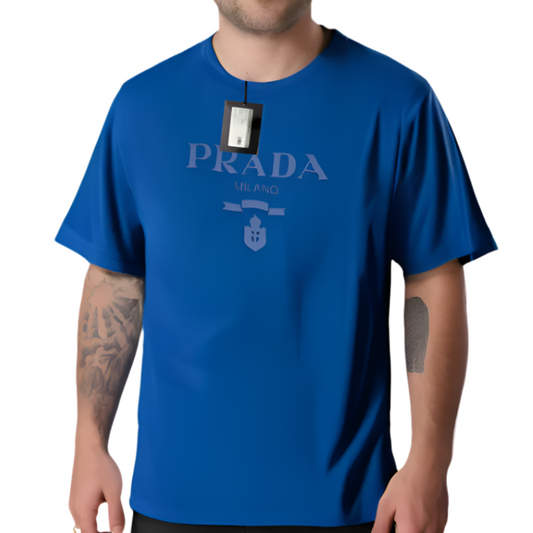 PRADA Embossed T-shirt Blauw