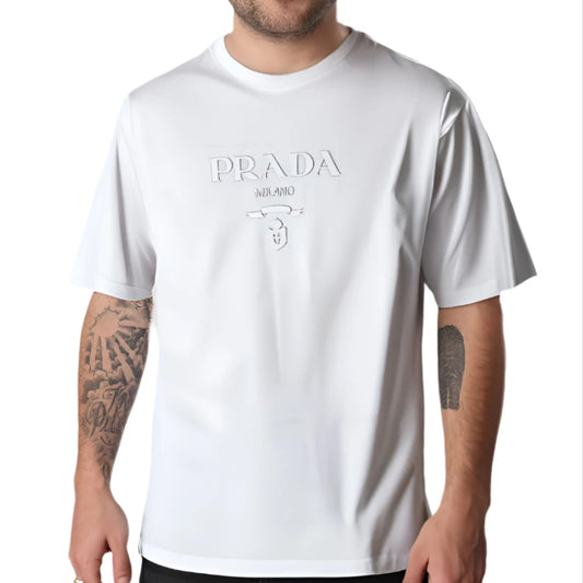 PRADA Embossed T-shirt Wit