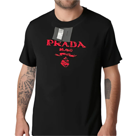 PRADA Geborduurd T-shirt Zwart