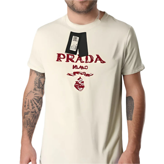 PRADA Geborduurd T-shirt Wit